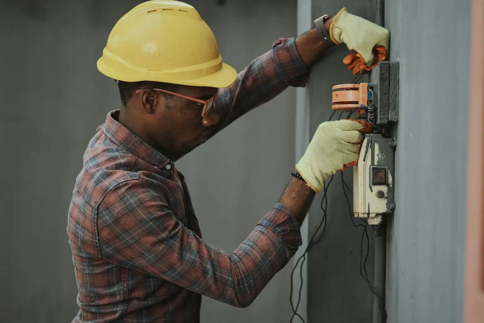 Breeze field professional inspecting building equipment